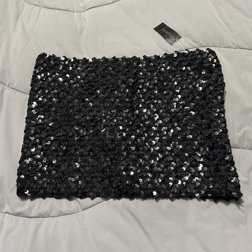 NEW Limited Black Sequin Tube Top L